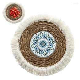 Table Mats Boho Placemats Elegant Round Rattan Non-Slip Coasters Durable Drink For Banquets Special Events Party