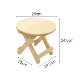 Solid Wood Folding Stool Home Living Room Shoe Changing Stool Round Tiptoe Footstool Outdoor Mazza Round Stool Wooden Stool