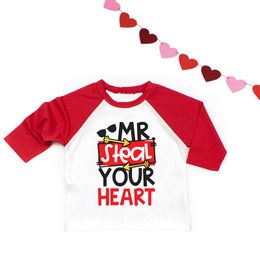 Mr. Steal Your Heart Boys Girls Valentine's Day Shirt Love Machine Cute Toddler Valentine's Shirt Youth Red Raglan Tee Outfits