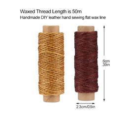 LMDZ Flat Waxed Thread150D 50M Wax String Cord Sewing Craft Tool Portable for DIY Handicraft Leather Products Waxed Thread Cord