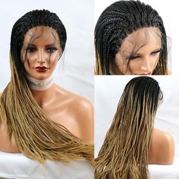 Lace Front Black Red Ombre Blonde Lace Wigs High Temperature Fibre Hair Synthetic Lace Front Wig Long Braided Box Braids Wigs for 2385600