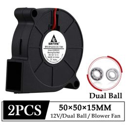 Cooling 2Pcs Gdstime DC 12V Blower Fan 50MMx15MM 50mm Dual Ball Bearing 3D Printer Cooling Fan 5CM 5015 Turbo Blower Radial Fan