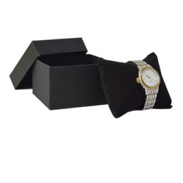 5Pcs Jewellery Packaging Cases Black Paper with Black Velvet Cushion Pillow Watch Storage Bracelet Organiser Gift Box Bangle Chain S3533