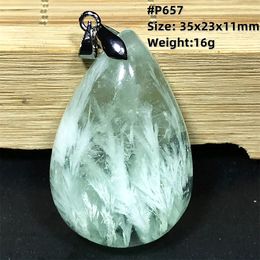 Top Natural Green Feather Fluorite Crystal Pendant Jewellery For Women Men Wealth Gift Healing Beads Silver Beauty Gemstone AAAA