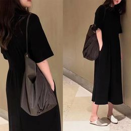 Bag womens High Capacity Nylon Tote Bag Soft One Shoulder Bag Art Lazy Easy to Wear Solid Colour Two Colours Available 240420