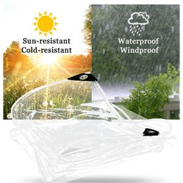 Waterproof Transparent PVC Tarpaulin With Eyelets Weatherproof Foldable 0.39mm Rain Cover Garden Furniture Plants Greenhouse