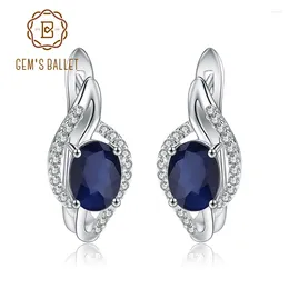 Stud Earrings GEM'S BALLET 3.32Ct Natural Blue Sapphire Engagement 925 Sterling Silver Gemstone For Women Fine Jewellery