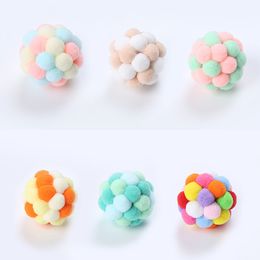 New Cat Interactive Toy Cat Toy Balls with Bell Mouse Cage Toy Plush Artificial Colorful Cute Cat Teaser Ball Gift Pet Supplies