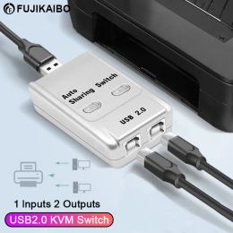 Hubs USB 2.0 Auto Sharing Switch 2 Port HUB Adapter Switcher Durable 2 in 1 Out Printer Sharing Device For Printer Scanner Keyboard