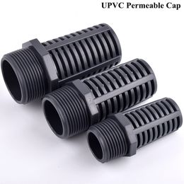 1/2" ~2" Male Thread UPVC Aquarium Water Pump Philtre Fish Tank Water Inlet Philtre PVC Pipe Connector Permeable Cap Strainer Mesh