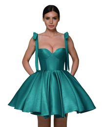 Short Spaghetti Homecoming Dresses Satin Lace-up Sexy Backless Pockets Ball Gown Sweetheart Cocktail Formal Occasion Cocktail Prom Party Graudation Gowns Hc15