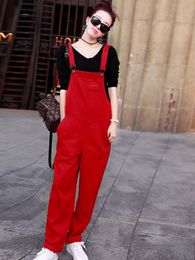 Denim Overalls Jeans Women Jumpsuit Woman Red Jean for Elegant Autumn Jumpsuits X109