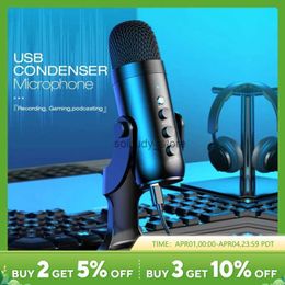 Microphones USB microphone for PC and Mac game recording streaming podcasts computer condenser with phone adapter headphone outputQ