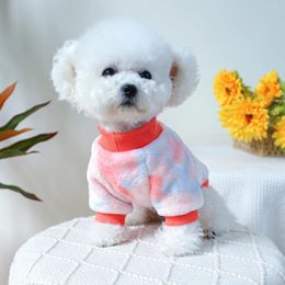 Dog Apparel 1PC Pet Clothing Cat Autumn And Winter Plush Thickened Warm Pink Pullover With Drawstring Buckle For Small Medium Dogs