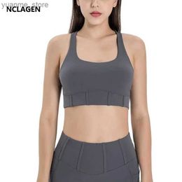 Yoga Outfits NCLAGEN Sports Bra High Impact Support Square Neck Beautiful Back Yoga Crop Tank Top Push-up Soft Cosy Workout Gym Underwear Y240410