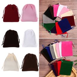 1PC New 12Colors Small Velvet Drawstring Pouch Bag Durble Christmas/Wedding Gift Bags Beauty Dice Storage Portable10x12cm