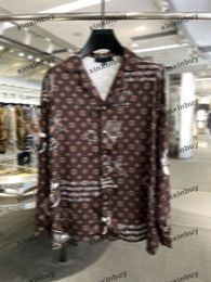 xinxinbuy Men designer Tee t shirt 2024 Italy Mixing tools printing silk sets short sleeve cotton women Grey black brown S-3XL