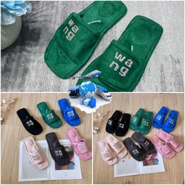 Top Quality Luxury Slippers New Style Designer Sandals Womens Velvet material rhinestone Velcro tape GAI party Soft Room Platform On Size 35-42 offical slider