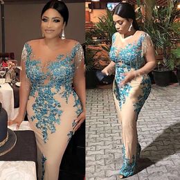 New Aso Ebi Style Prom Pageant Dresses with Tassel Plus Size African Nigerian Lace Sequins Trumpet Occasion Evening Wear Dress 2608