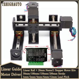 Table Linear Guides Slide Stage 50~300mm Stroke Pitch 1-12mm Bearing Linear Rail Motor Driver Kits CNC Parts for 3D Printer XYZ