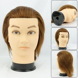 Hot Male 100% Human Hair Mannequin Head with Real Hair Practice Training Head Barber Hairdressing Manikin Doll For Beauty School