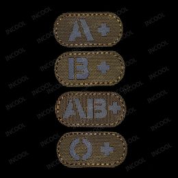 Blood Type Group Infrared IR Reflective Patches A B AB O Positive POS White Glow In Dark Tactical Military Patch Armband Badges