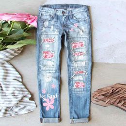 Women's Jeans Loose Patchwork Women Mom Pants Blue Vintage High Waist Boyfriend Girls Straight Trouser Streetwear Y2K 90s Female