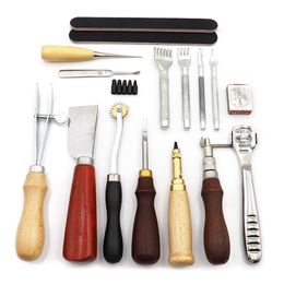 Professional Leather Craft Tools Kit Hand Sewing Stitching Punch Carving Work Saddle Leathercraft Accessories 45/44/25/15PCS