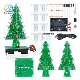 Three-Dimensional 3D Christmas Tree LED DIY Kit Red/Green/Yellow RGB LED Flash Circuit Kit Electronic Fun Suite Holiday Decor