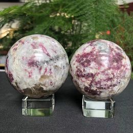 Natural Stone Plum Blossom Tourmaline Crystal Ball, Home Decoration, Healing Gift, 50-80mm, 1Pc