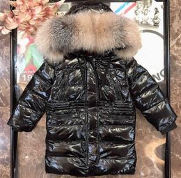 2021ss Designer kids Down jacket hat detachable cat logo silver foxX fur collar brand winter highend boys girls midi hoodie coat 1522733