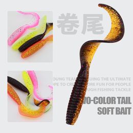 10pcs/lot Two Colour spiral soft bait 70mm/2.7g Shrimp Flavour Artificial Jig Wobblers Silicone Swimbait Carp Bass Fishing Tackle