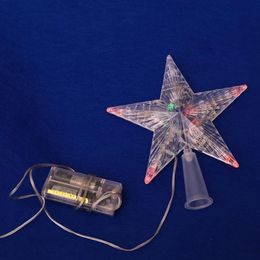 Flashing LED Color Changing Lamp Christmas Tree Topper Star Decorations Multi Color Battery Powered Treetop Light Party Supplies