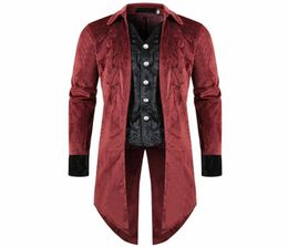 Retro Steampunk Tailcoat Trench Jacket Coat Gothic Men Halloween Victorian Costume Dress Suits Vest Outfit Embroidery For Men8859362