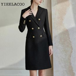 Casual Dresses Dress Women's 2024 Spring Black Fragrance Mid-length Ladies Slim Bottoming One-piece