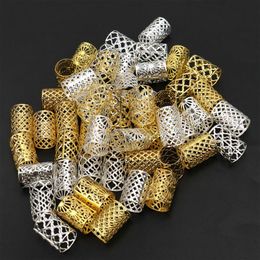 60-120pcs Dreadlocks Beads Metal Golden and Silver Hair Rings Locks Metal Cuffs Hair Beads Braiding Hair Jewellery for Hair Kids