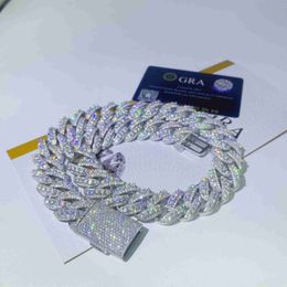 Männer 925 VVS1 Moissanit Diamond Cuban Link Kette 20mm Gold Moissanit Cuban Link Chain290p