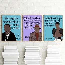 Rainbow Black History Leaders Printable Poster Inspirational Quotes Canvas Painting Wall Picture Classroom Bulletin Board Decor