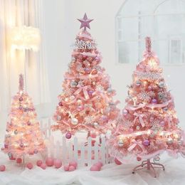 Christmas Decorations 60cm Pink Artificial Tree Ball Decoration Ornaments Decor Xmas Flocking Happy Year Supplies265g