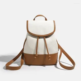 Shoulder Bags Luxurious Design Women's Retro High-end Niche Simple Canvas Splicing Large Capacity Fashionable Commuter Backpack