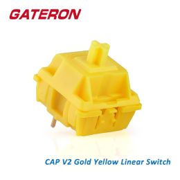 Accessories GATERON CAP Gold Yellow Linear KS25 5 Pin DIY Hotswap 35pcs Per Pack Gaming Mechanical Keyboard Switch