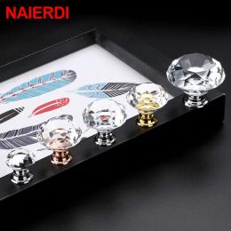 NAIERDI 30mm Diamond Shape Design Crystal Glass Knobs Cupboard Pulls Drawer Knobs Kitchen Cabinet Handles Furniture Handle