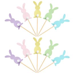 10pcs Rabbit Cake Toppers Easter Rabbit Shape for Kids Boy Girl Happy Birthday Party Supplies DIY Easter Party Decorations