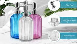 500ml Sparkling Soap Bottle Inlay Rhinestones Refillable Shampoo Shower Gel Hand Soap Dispenser Bottle for Bathroom and Kitchen