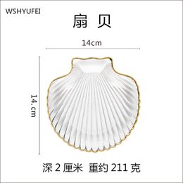 WSHYUFEI Ocean shell Starfish Phnom Penh Glass jewelry dish Snack fruit dessert plate household products