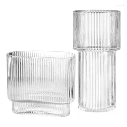 Vases Modern Flower Vase High Quality Aesthetic Clear Fluted Portable Centrepieces For Room & Home Decorations