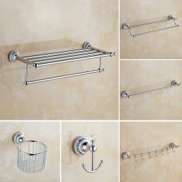 Paper Holder Crystal Bathroom Hardware Washroom Robe Hook Soap Holder Towel Bar Cup Holder Bathroom Accessories Set