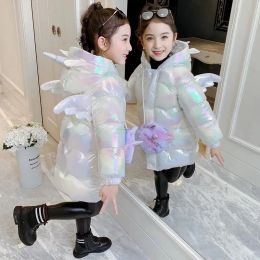 2 3 4 5 6 8 10 12 Years Toddler Girls Down Jacket Unicorn Hooded Winter Jacket For Girl Long Coat Waterproof Children Outwear