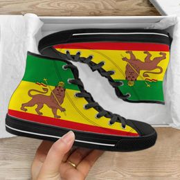 Casual Shoes INSTANTARTS Ethiopia Flag And Lion Cool Printing Summer Spring Lightweight Flat Canvas Couple Outdoor Black