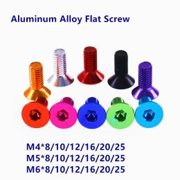 10pcs Aluminium Flat Allen Screw M4/M5/M6 Hexagonal Hex Flat Socket Countersunk head Screws Bolts 10 Colours L=8/10/12/16/20/25mm